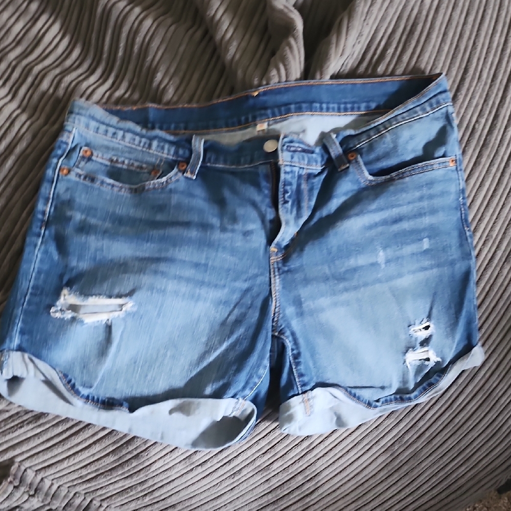 Blue Distressed Women's Denim Shorts